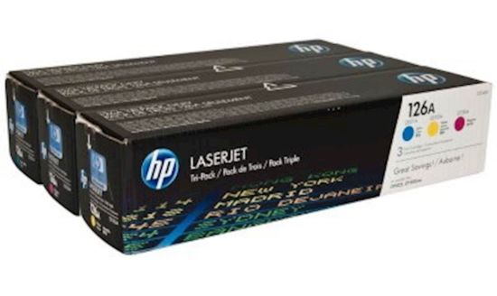 Slika TONER HP 126A BARVNI CYAN, MAGENTA, RUMEN TRI PACK 3X 1.000 STRANI