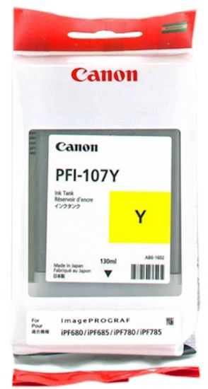 Slika ČRNILO CANON PFI-107Y RUMENO ZA IPF670/670/770/780/785 130ml