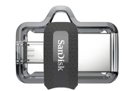 Slika MICRO USB & USB DISK SANDISK 32GB ULTRA DUAL, 3.0, srebrno-črn, drsni priključek