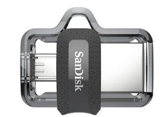 Slika MICRO USB & USB DISK SANDISK 32GB ULTRA DUAL, 3.0, srebrno-črn, drsni priključek