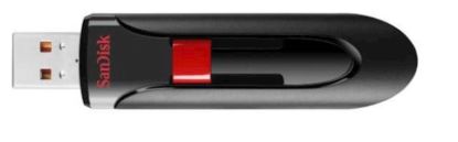 Slika USB DISK SANDISK 64GB CRUZER GLIDE, 2.0, črno-rdeč, drsni priključek