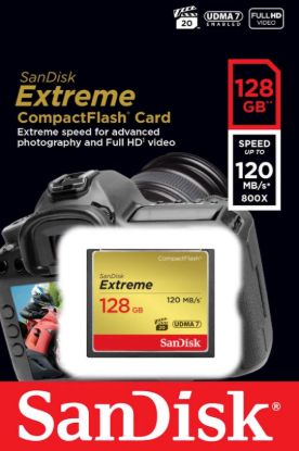Slika CF SANDISK 128GB EXTREME UDMA7, 120/85MB/s, VPG-20