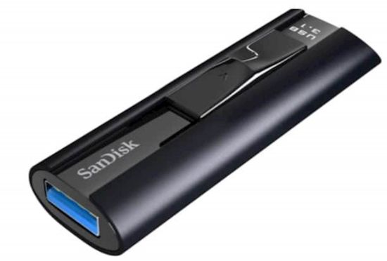 Slika USB DISK SANDISK 256GB EXTREME PRO, 3.2, črn, drsni priključek, strojna enkripcija