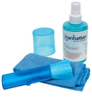 Slika LCD Čistilni kit MANHATTAN, brez alkohola, čistilna raztopina, čopič, krpica iz mikrovlaken