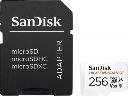 Slika SDXC SANDISK MICRO 256GB HIGH ENDURANCE VIDEO, 100/40MB/s, UHS-I, U3, C10, V30, adapter