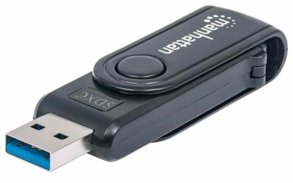 Slika Čitalec in zapisovalec kartic USB 24-v-1 MANHATTAN, prenosni, 24 formatov kartic, USB 3.0 SuperSpeed