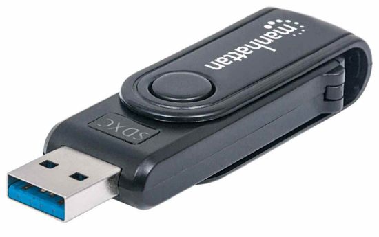 Slika Čitalec in zapisovalec kartic USB 24-v-1 MANHATTAN, prenosni, 24 formatov kartic, USB 3.0 SuperSpeed