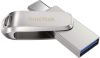 Slika USB C & USB DISK SanDisk 64GB Ultra Dual LUXE, 3.1, srebrn, Type-A in C, kovinski, branje do 150MB/s