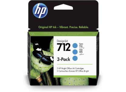 Slika ČRNILO HP CYAN 712 ZA DESIGNJET STUDIO/STEEL/T230/T630/T650 29ml; 3 PACK