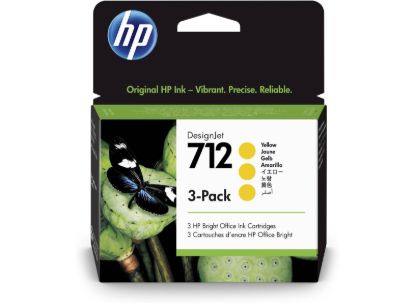 Slika ČRNILO HP RUMENA 712 ZA DESIGNJET STUDIO/STEEL/T230/T630/T650 29ml; 3 PACK