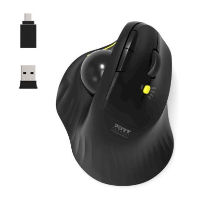 Slika Miška PORT Trackball WL+BT, USB-A / C, polnilna, ergo, 5 gumbov, 4000dpi ergonomska