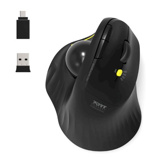 Slika Miška PORT Trackball WL+BT, USB-A / C, polnilna, ergo, 5 gumbov, 4000dpi ergonomska
