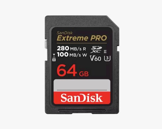 Slika SDXC SANDISK 64GB EXTREME PRO, UHS-II, 280/100MB/s, V60, U3, C10
