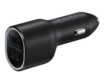 Slika SAMSUNG AVTOPOLNILEC DVOJNI 40W USB TYPE C 25W + USB TYPE A 15W ČRN