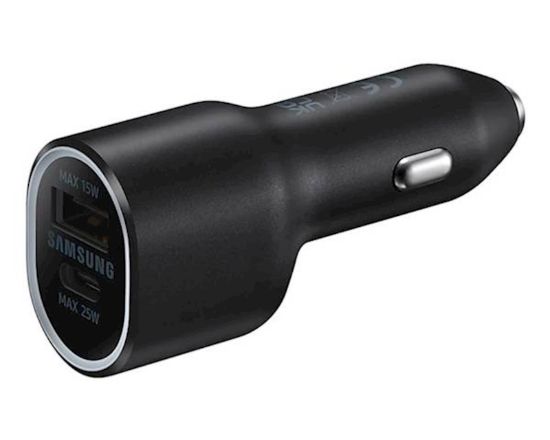 Slika SAMSUNG AVTOPOLNILEC DVOJNI 40W USB TYPE C 25W + USB TYPE A 15W ČRN