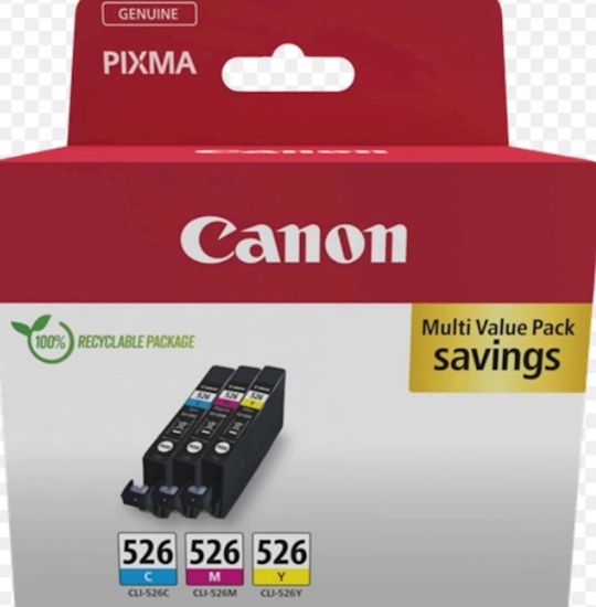 Slika KOMPLET CANON CLI-526 CYAN, MAGENTA, RUMENO