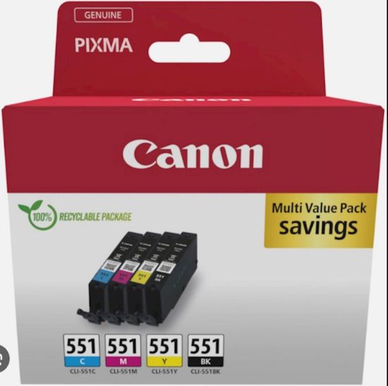 Slika KOMPLET CANON CLI-551 KOMPLET C,M,Y,Č IP7250/MG5450/MG6350