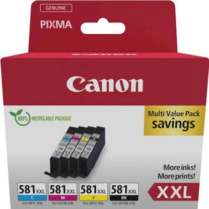 Slika KOMPLET CANON CLI-581 CYAN XXL, MAGENTA XXL, RUMENA XXL, ČRNA XXL za TS705/6350/8350/9550,TR7550/TR8