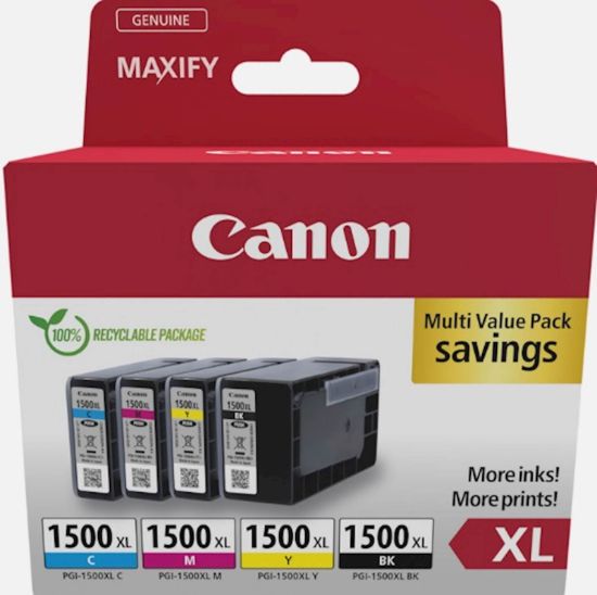 Slika KOMPLET CANON PGI-1500XL MULTI CYAN, MAGENTA, RUMENA, ČRNA MAXIFY MB2050/MB2350/MB2150/MB2750/MB2155