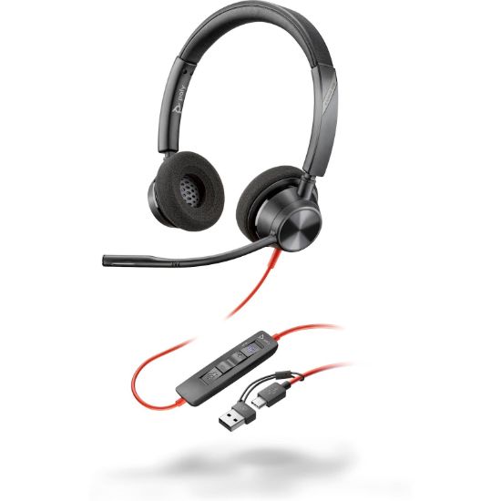 Slika Stereo slušalke Poly Blackwire 3320 USB-C s potrdilom Microsoft Teams + adapter USB-C/A