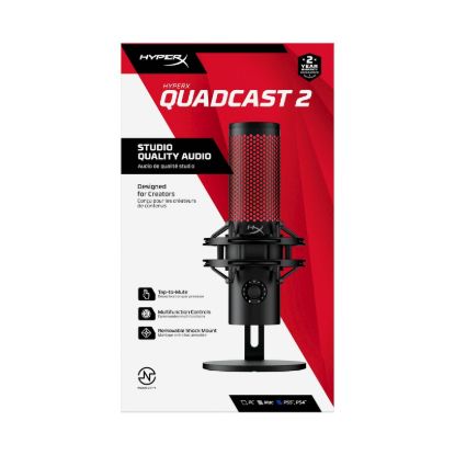 Slika Mikrofon HP HyperX 2 QuadCast, za PC, PS5 ali Mac, vgrajen nosilec proti vibracij