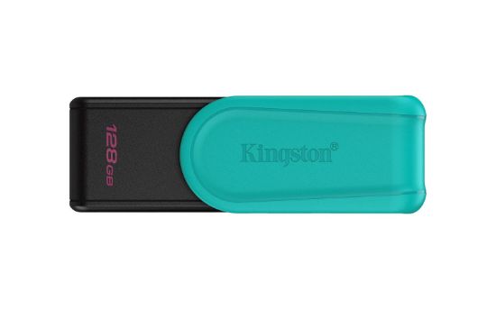 Slika USB disk Kingston 128GB DT Exodia S, 3.2 Gen1, črn/turkizen, z vrtljivim pokrovčkom