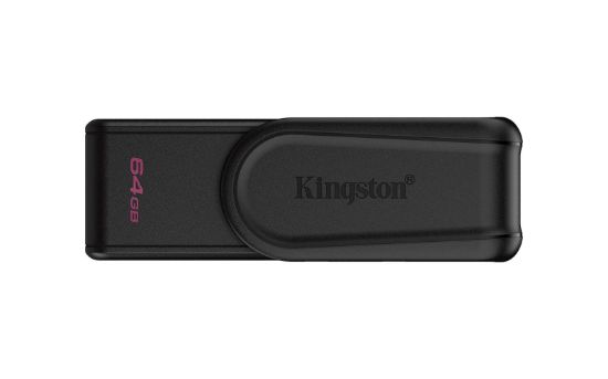 Slika USB disk Kingston 64GB DT Exodia S, 3.2 Gen1, črn, z vrtljivim pokrovčkom