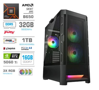 Slika Računalnik PCX Extian R5 9600X 32GB 1TB RTX5060Ti