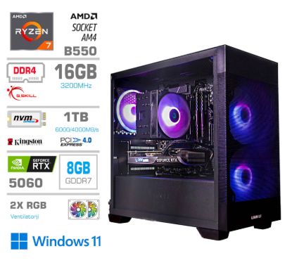 Slika Računalnik PCX Exton R7 5700X 16GB 1TB RTX5060 W11